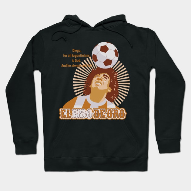 El Pibe de Oro - Diego Maradona Head Juggle Portrait for True Football Aficionados Hoodie by Boogosh